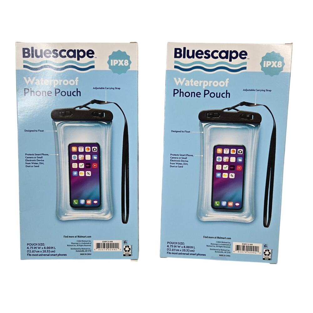 Water Proof Phone Pouch 2 pack For Kayaking, Boating, Water Sports